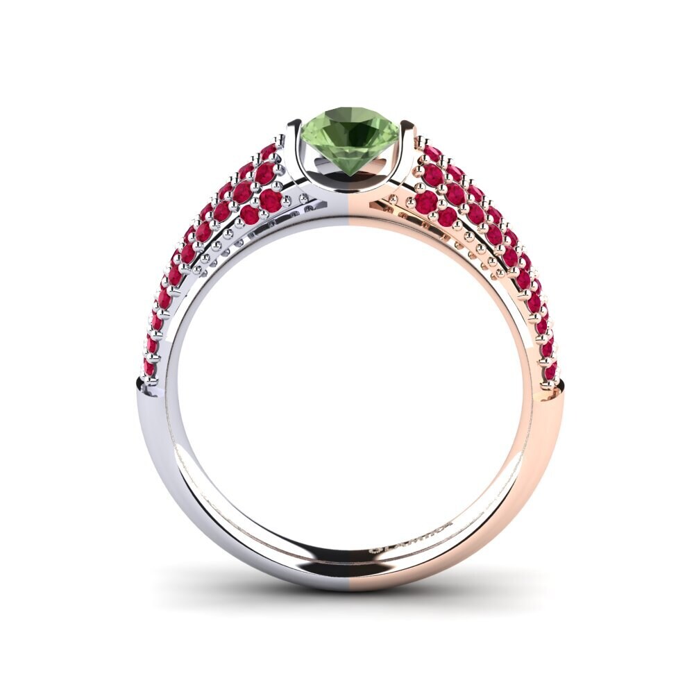 14ct White / Rose Gold Green Sapphire Engagement Ring Annecy