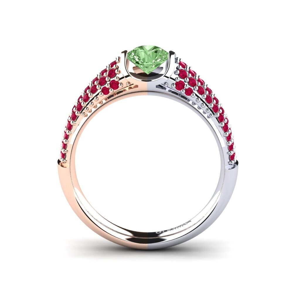 14ct Rose / White Gold Green Diamond Engagement Ring Annecy