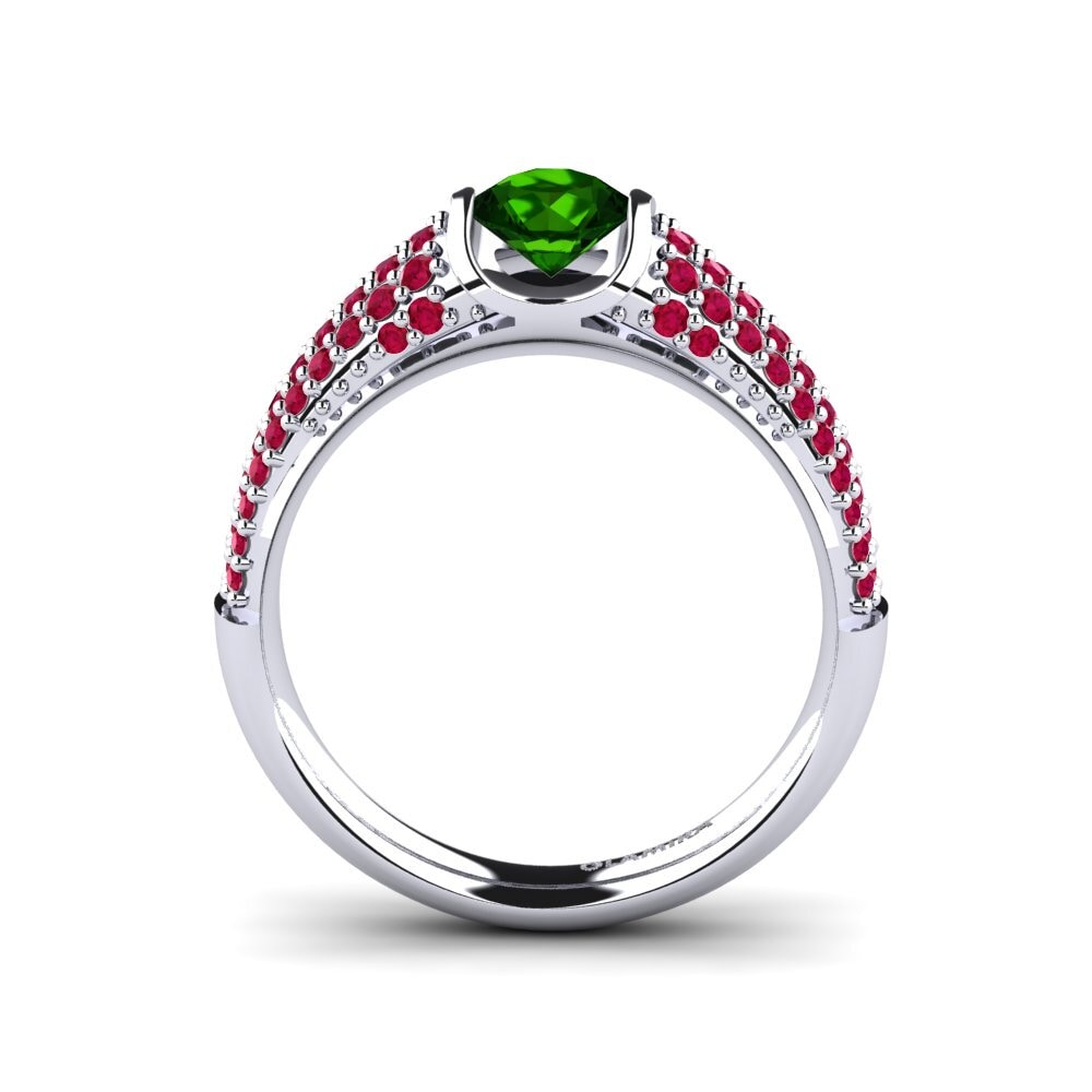 18ct White Gold Green Tourmaline Engagement Ring Annecy