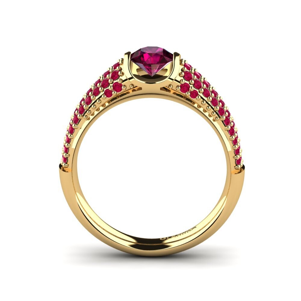 14ct Yellow Gold Rhodolite Garnet Engagement Ring Annecy