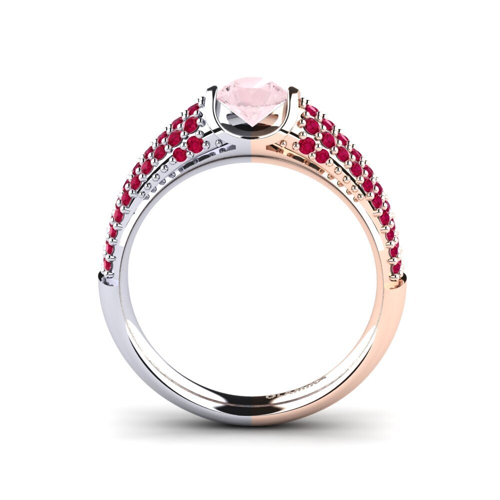 14ct White / Rose Gold Rose Quartz Engagement Ring Annecy