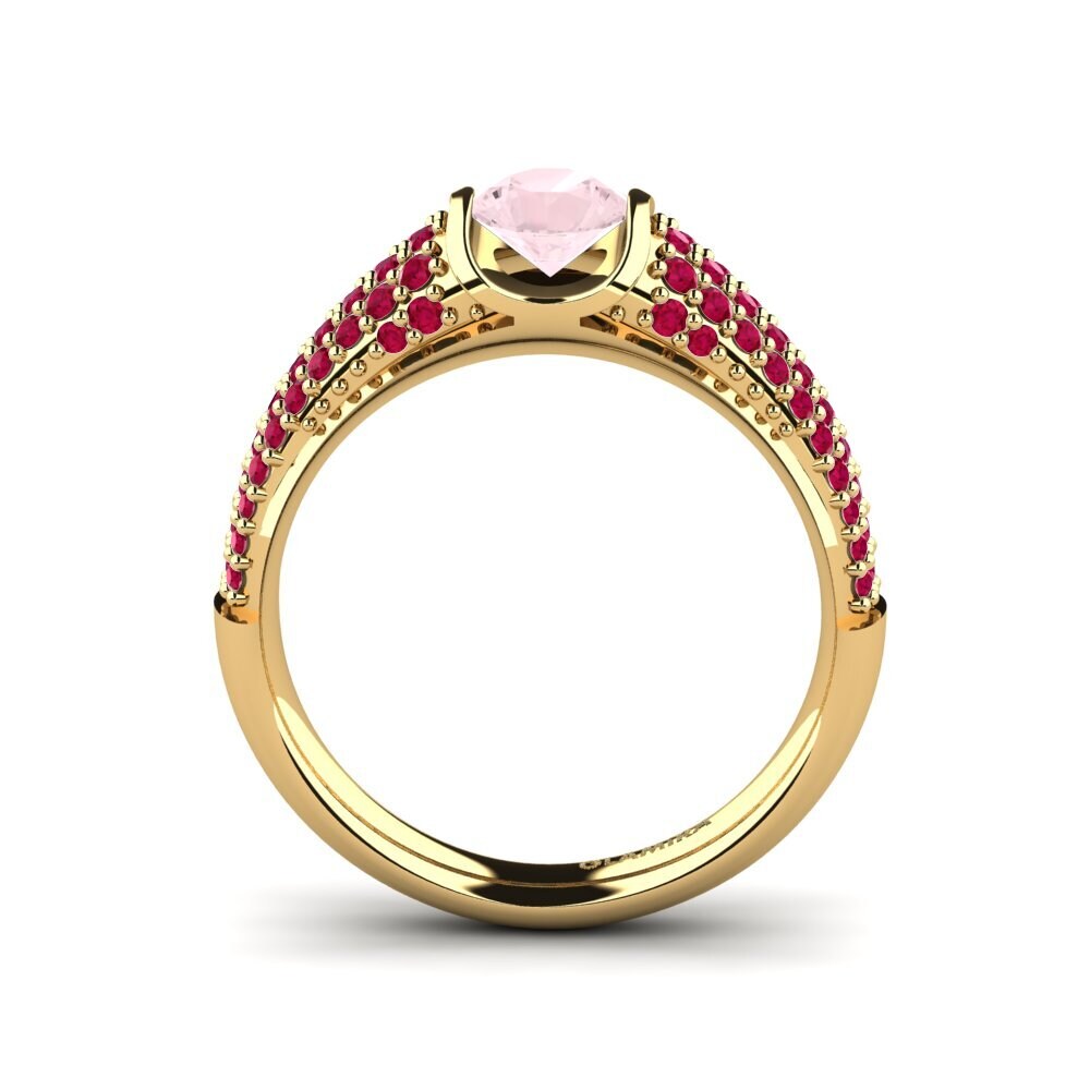 14ct Yellow Gold Rose Quartz Engagement Ring Annecy