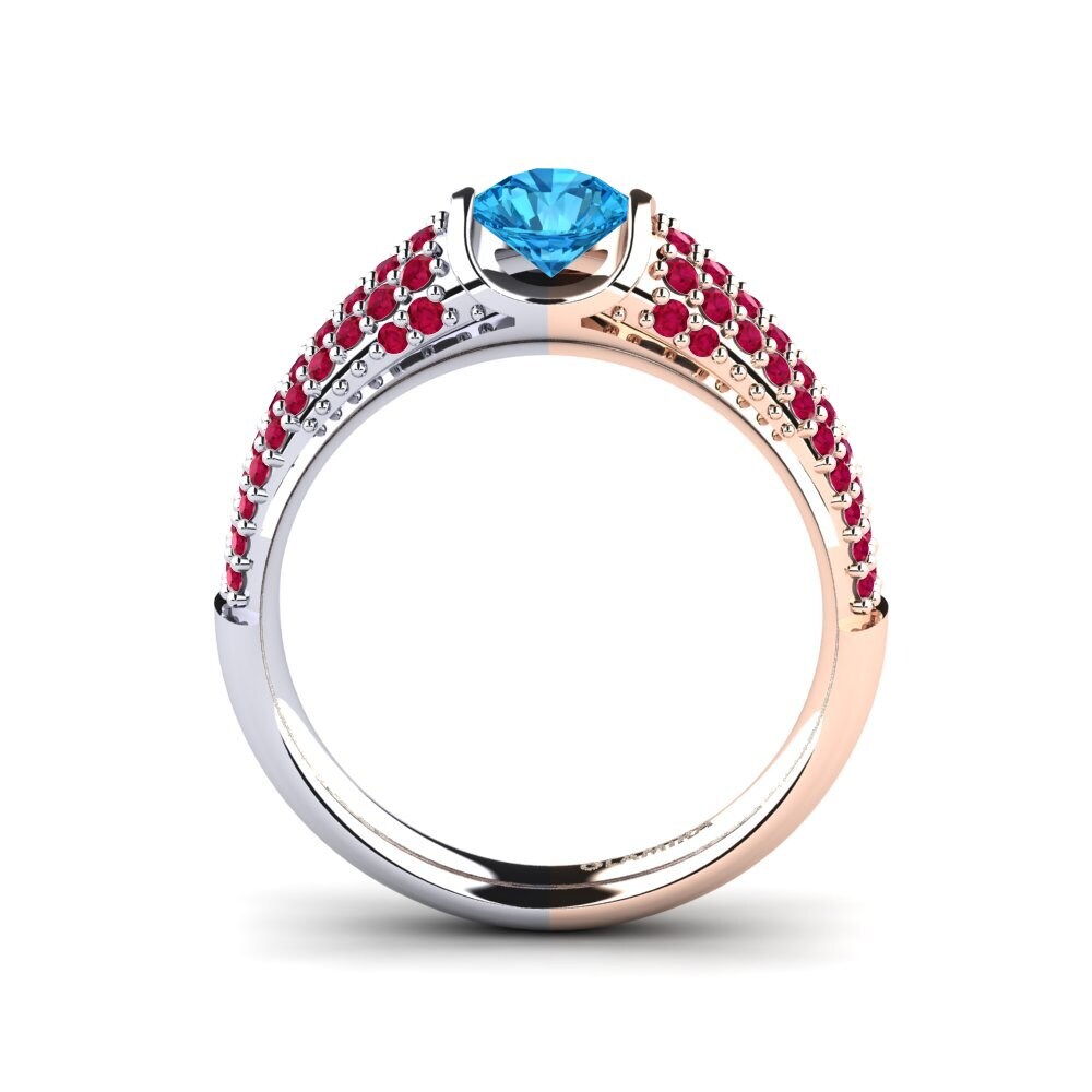 14ct White / Rose Gold Blue Topaz Engagement Ring Annecy