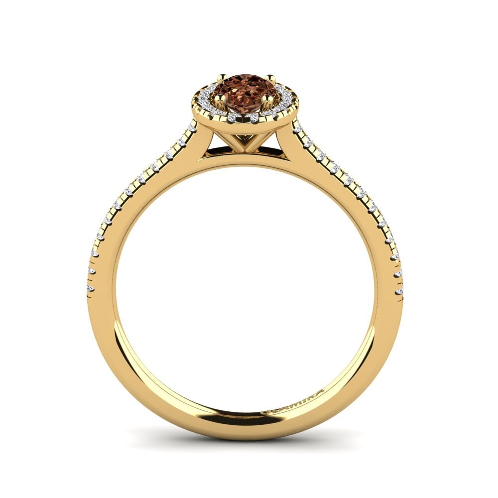 14ct Yellow Gold Brown Diamond Engagement Ring Anni