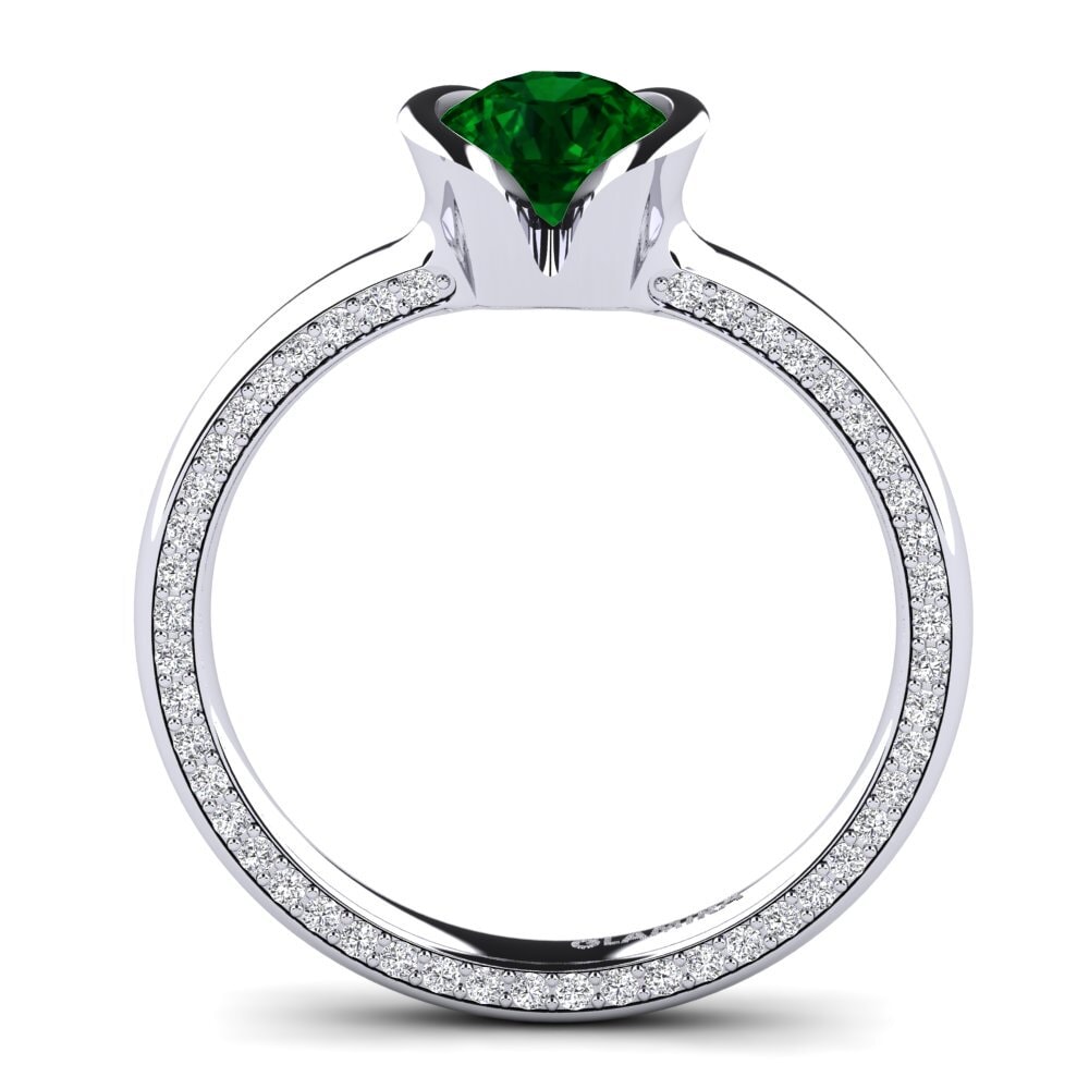 White Silver Tsavorite Engagement Ring Annora