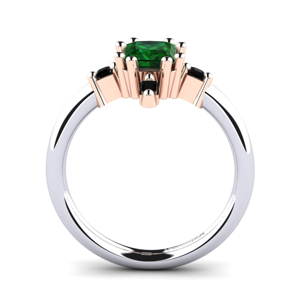 14ct White & Rose Gold Tsavorite Engagement Ring Apifera