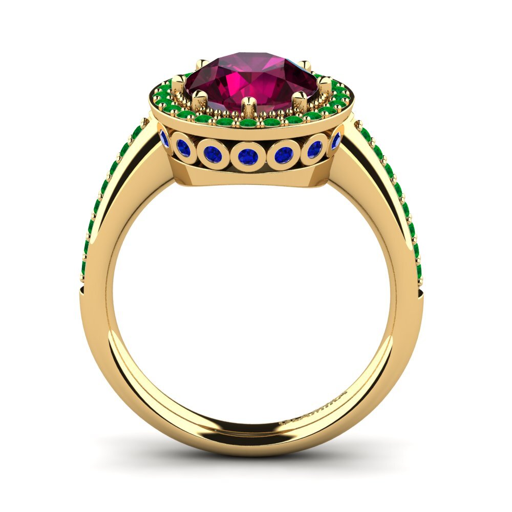 14ct Yellow Gold Rhodolite Garnet Engagement Ring Aprila