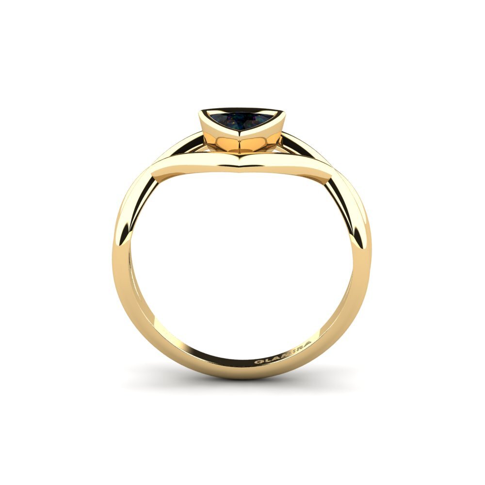 Trillion Black Opal Engagement Ring Aquakel