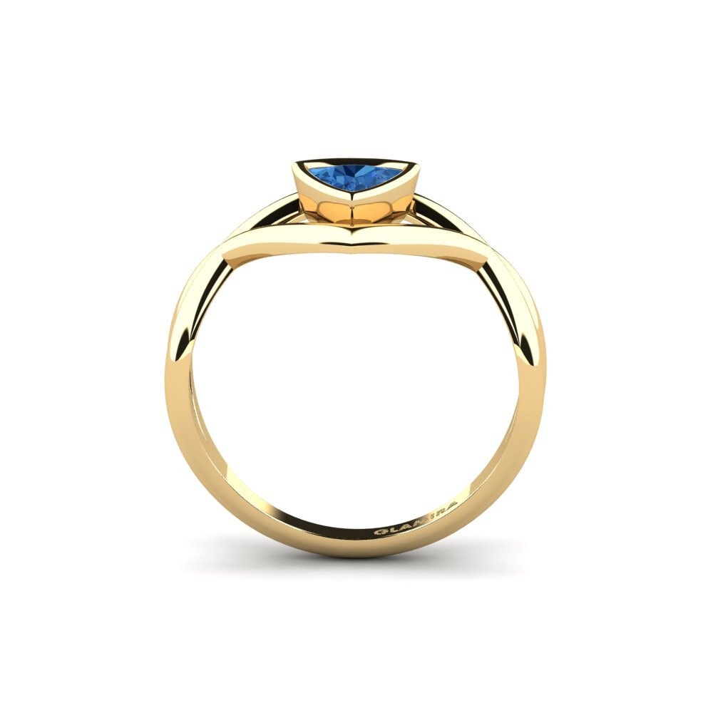 Trillion Dark Blue Zirconia Engagement Ring Aquakel