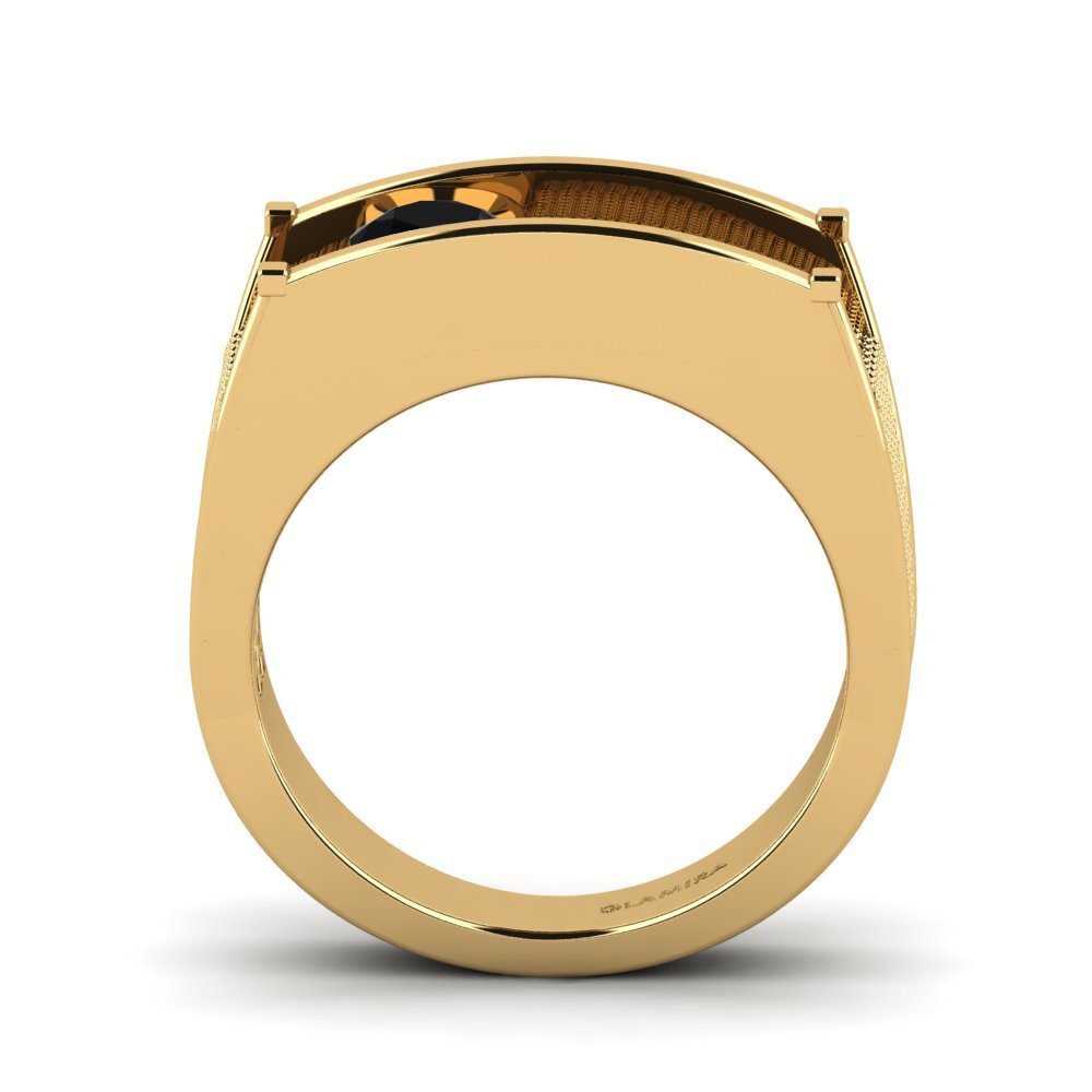 Oro Giallo 585 Onice Nero Anello da uomo Aquil