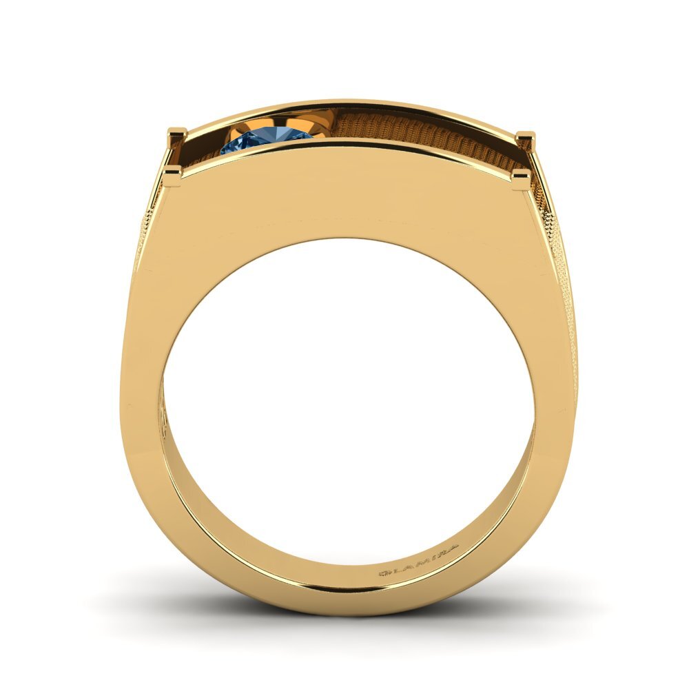 9ct Yellow Gold Blue Diamond Men's Ring Aquil