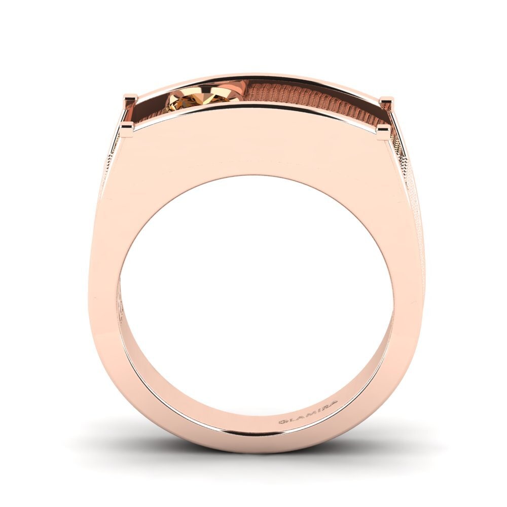 Oro Rosso 585 Diamante Marrone Anello da uomo Aquil