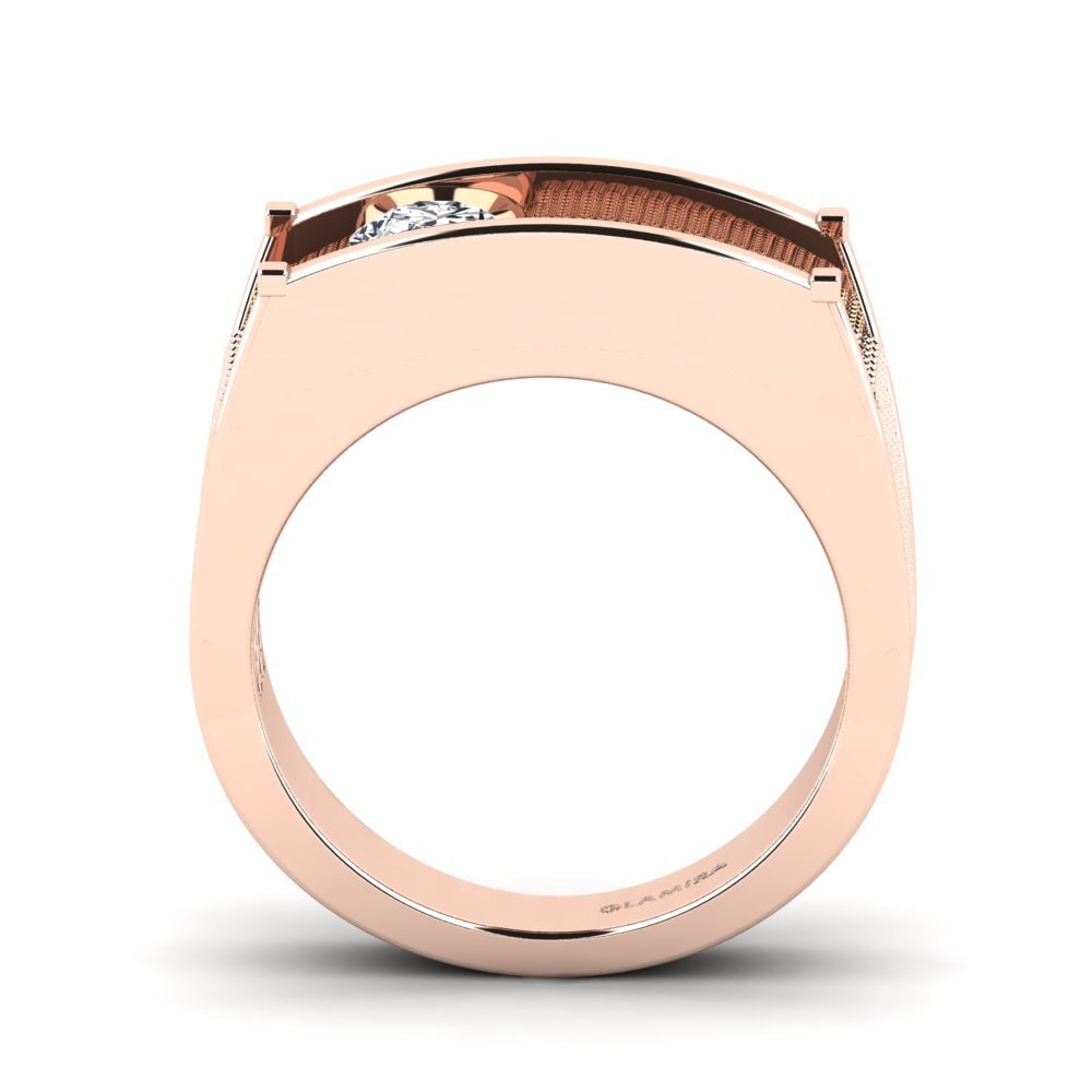 Oro Rosso 585 Diamante cresciuto in laboratorio Anello da uomo Aquil