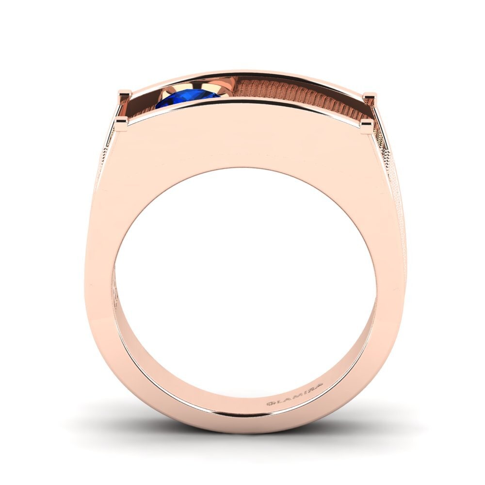 9ct Rose Gold Sapphire (Lab Created) Men's Ring Aquil