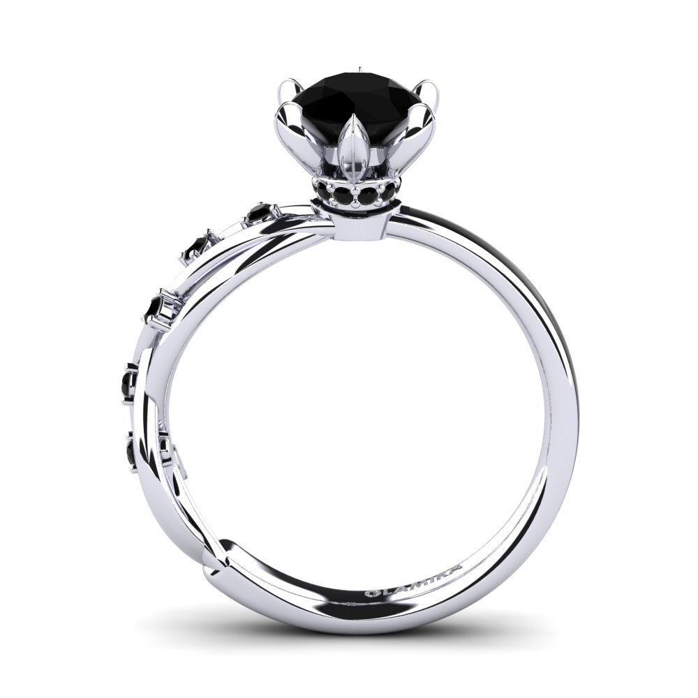 Black Onyx Engagement Ring Aracelis - Round