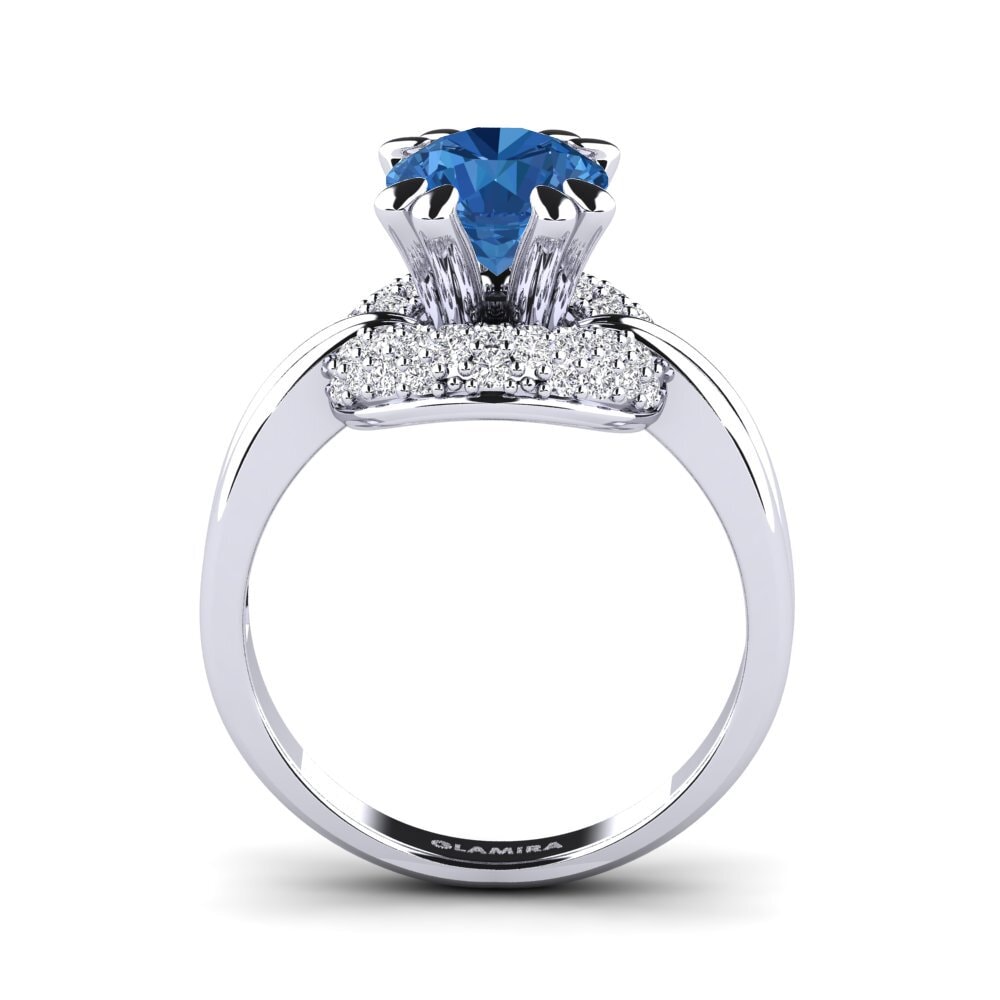 Dark Blue Zirconia Engagement Ring Arachnia
