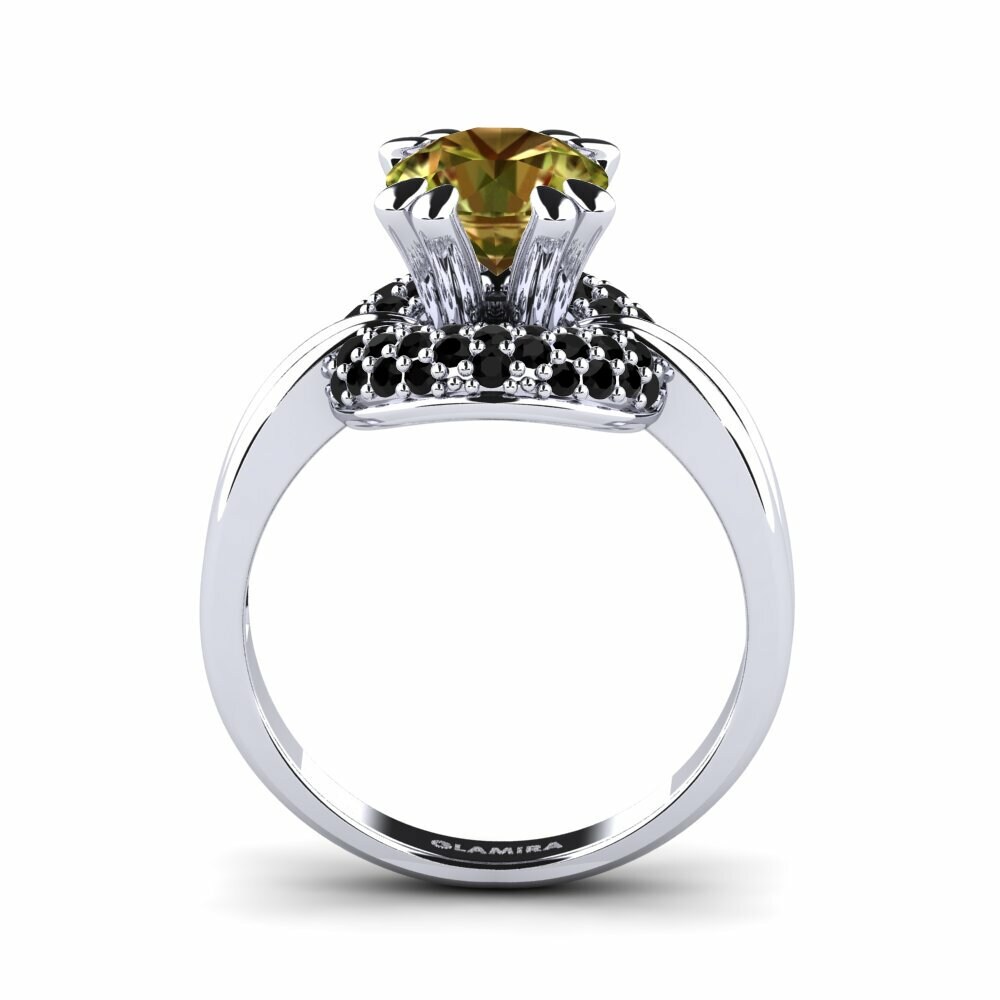 14ct White Gold Round Sultan Stone Engagement Ring Arachnia