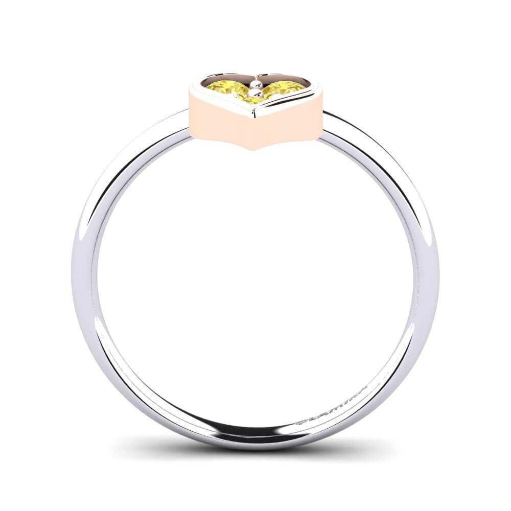 9ct White & Rose Gold Yellow Sapphire Ring Aralyn