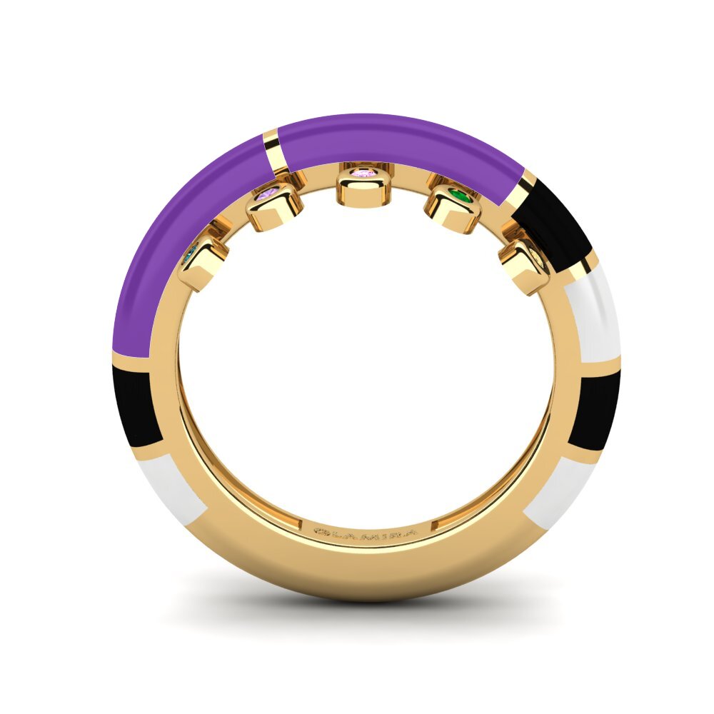 14k Oro Amarillo Anillo Arcobaleno