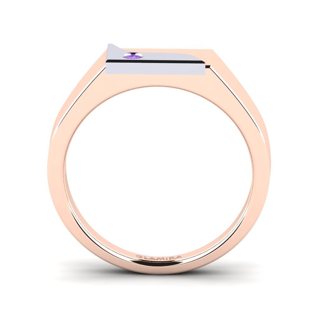 18ct Rose & White Gold Amethyst Men's Ring Ardito