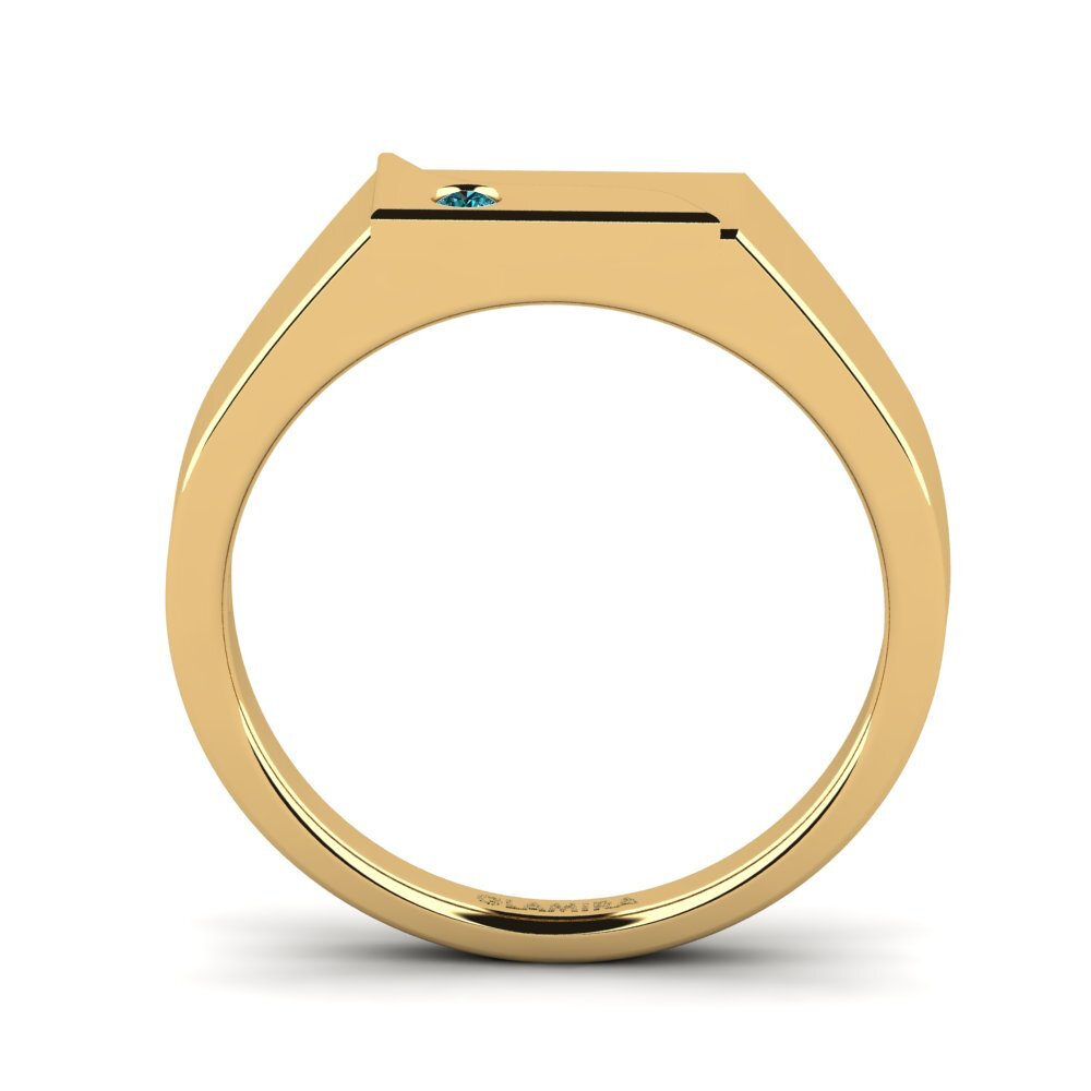 9ct Yellow Gold Blue Diamond Men's Ring Ardito