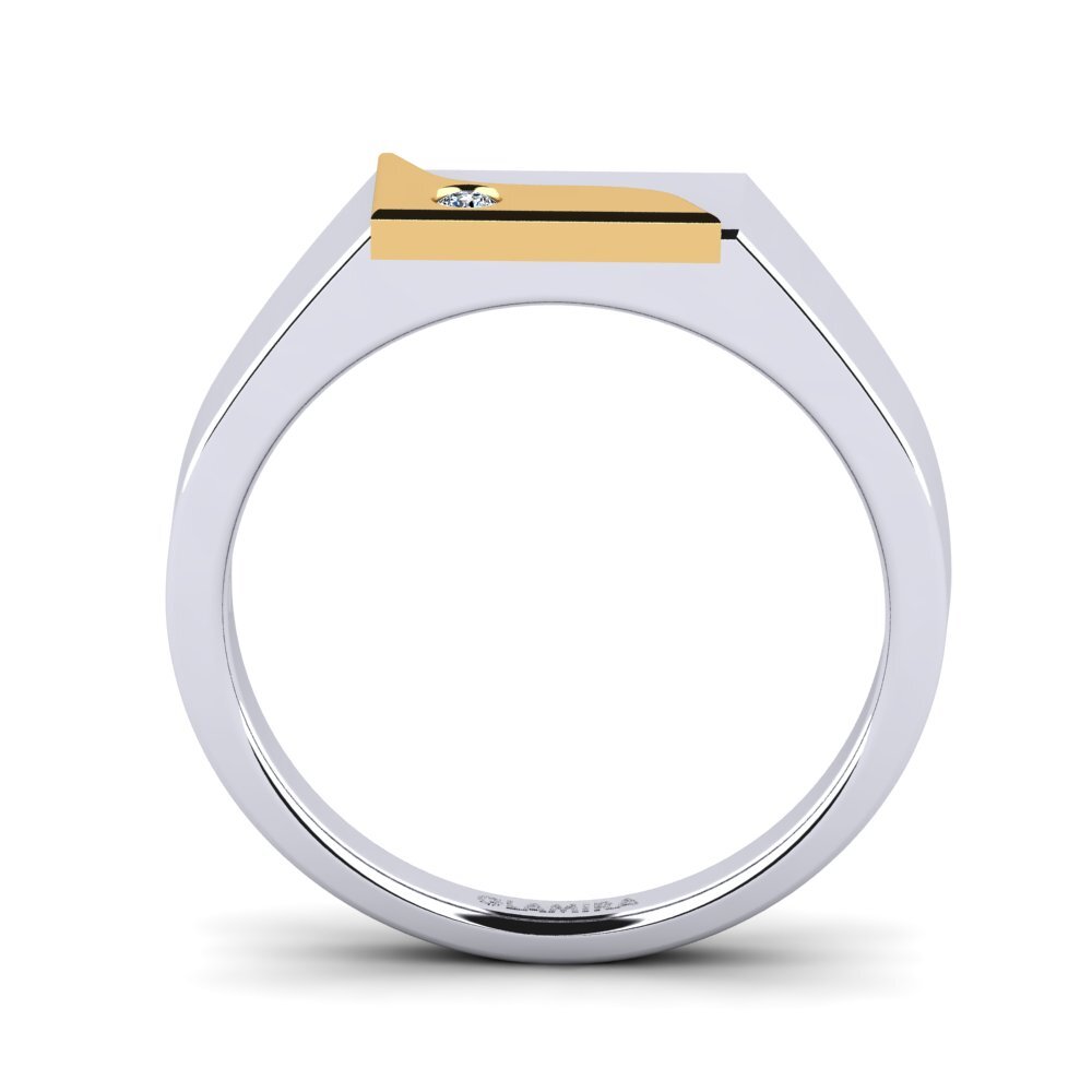 18ct White & Yellow Gold Zirconia Men's Ring Ardito