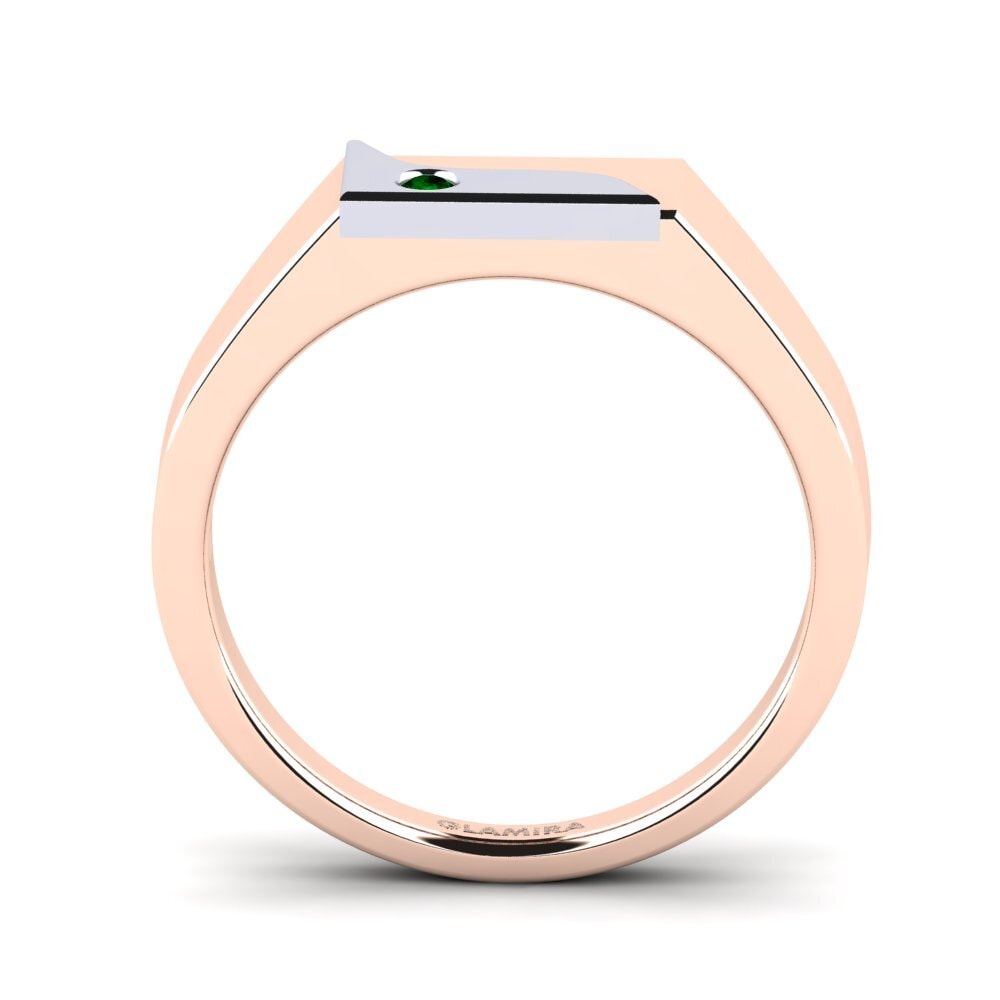 Oro Rosso & Bianco 375 Zircone Verde Anello da uomo Ardito