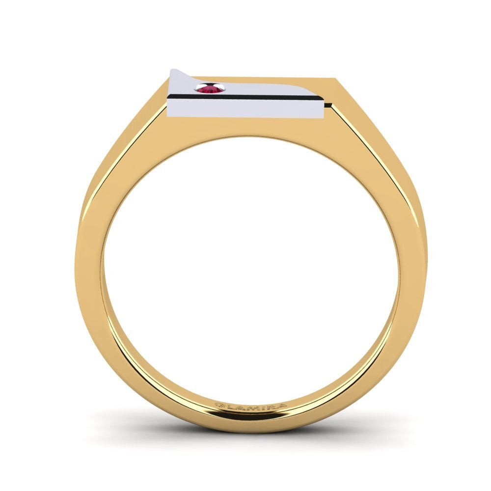 14ct Yellow & White Gold Ruby Men's Ring Ardito