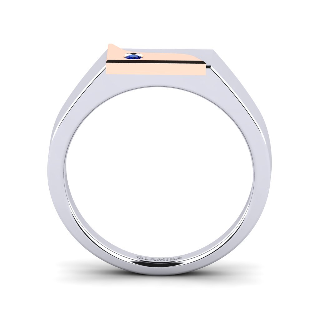 14ct White & Rose Gold Sapphire Men's Ring Ardito