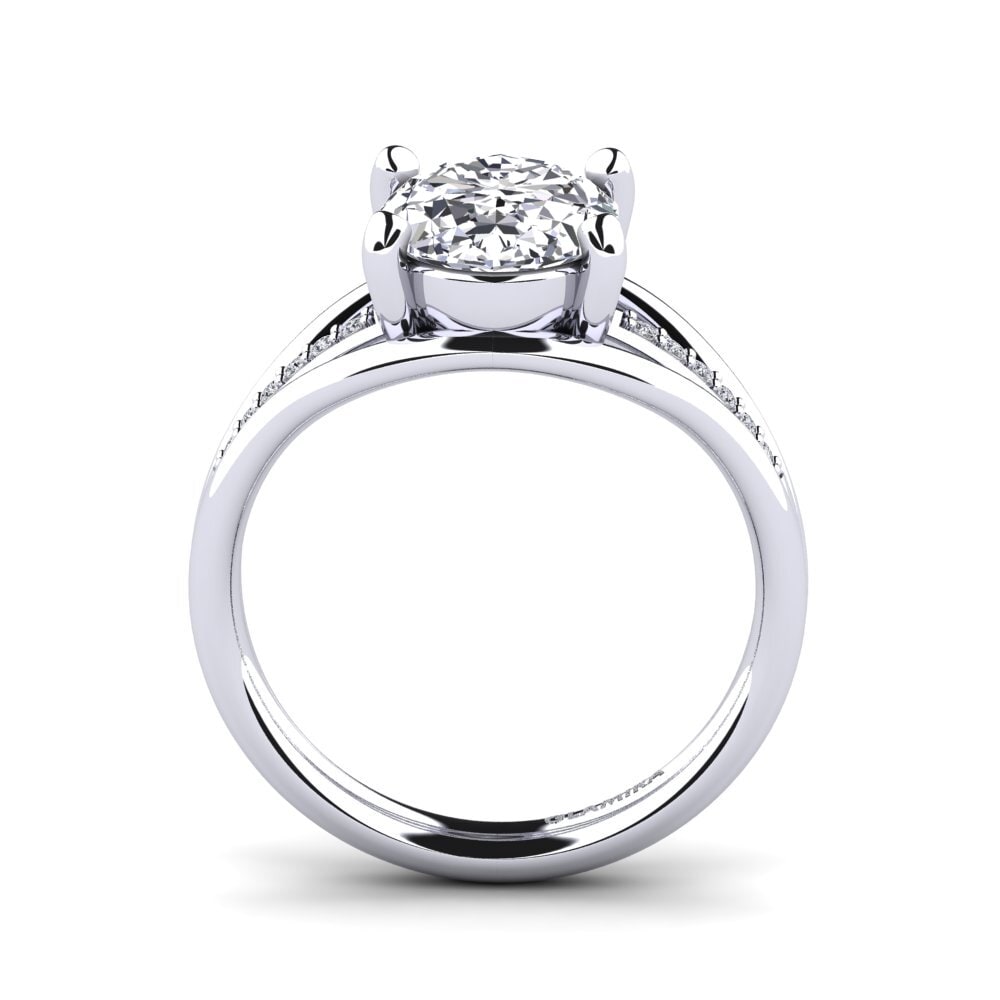 White Silver Engagement Ring Areneka