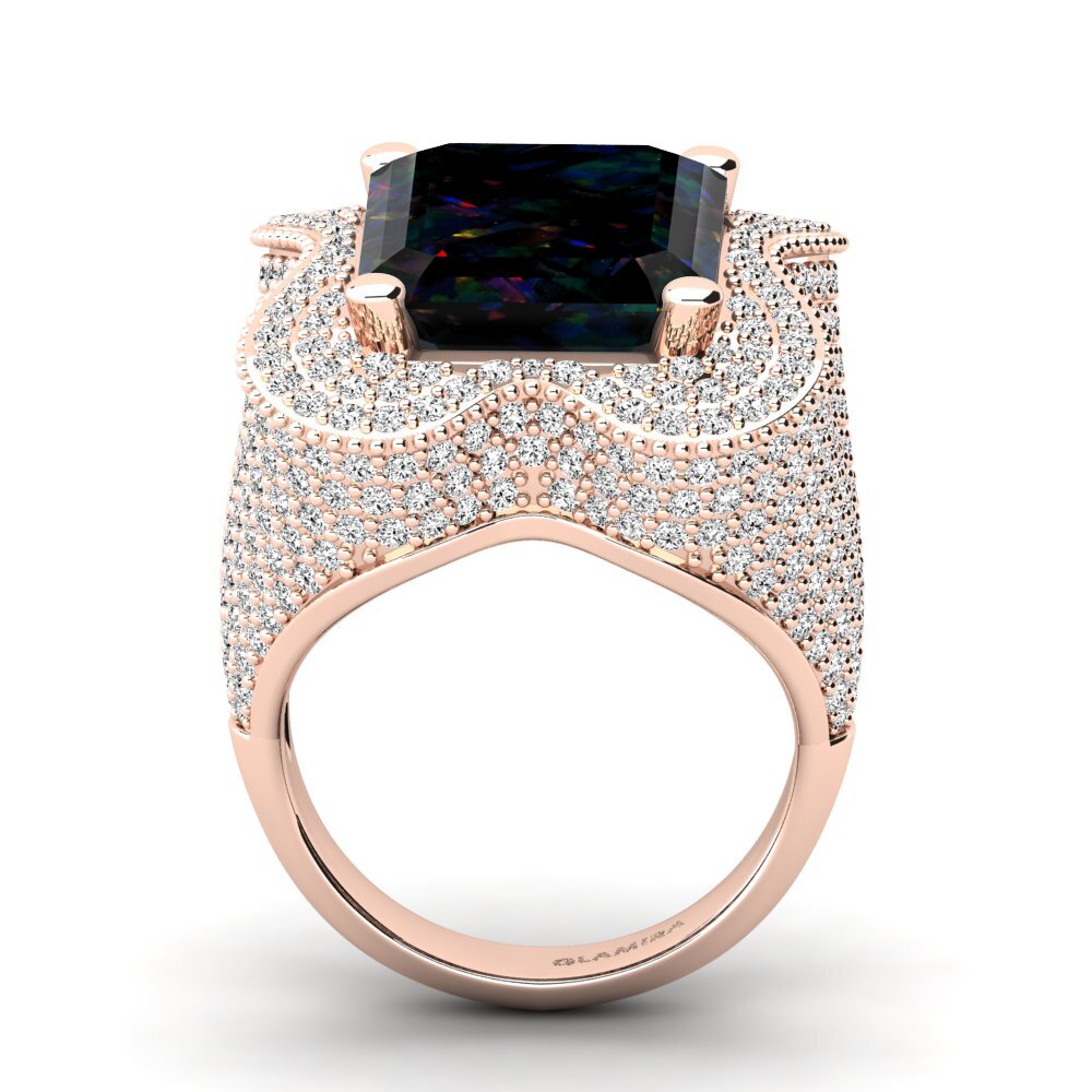 14k Oro Rosa Opalo Negro Anillo de compromiso Aricela