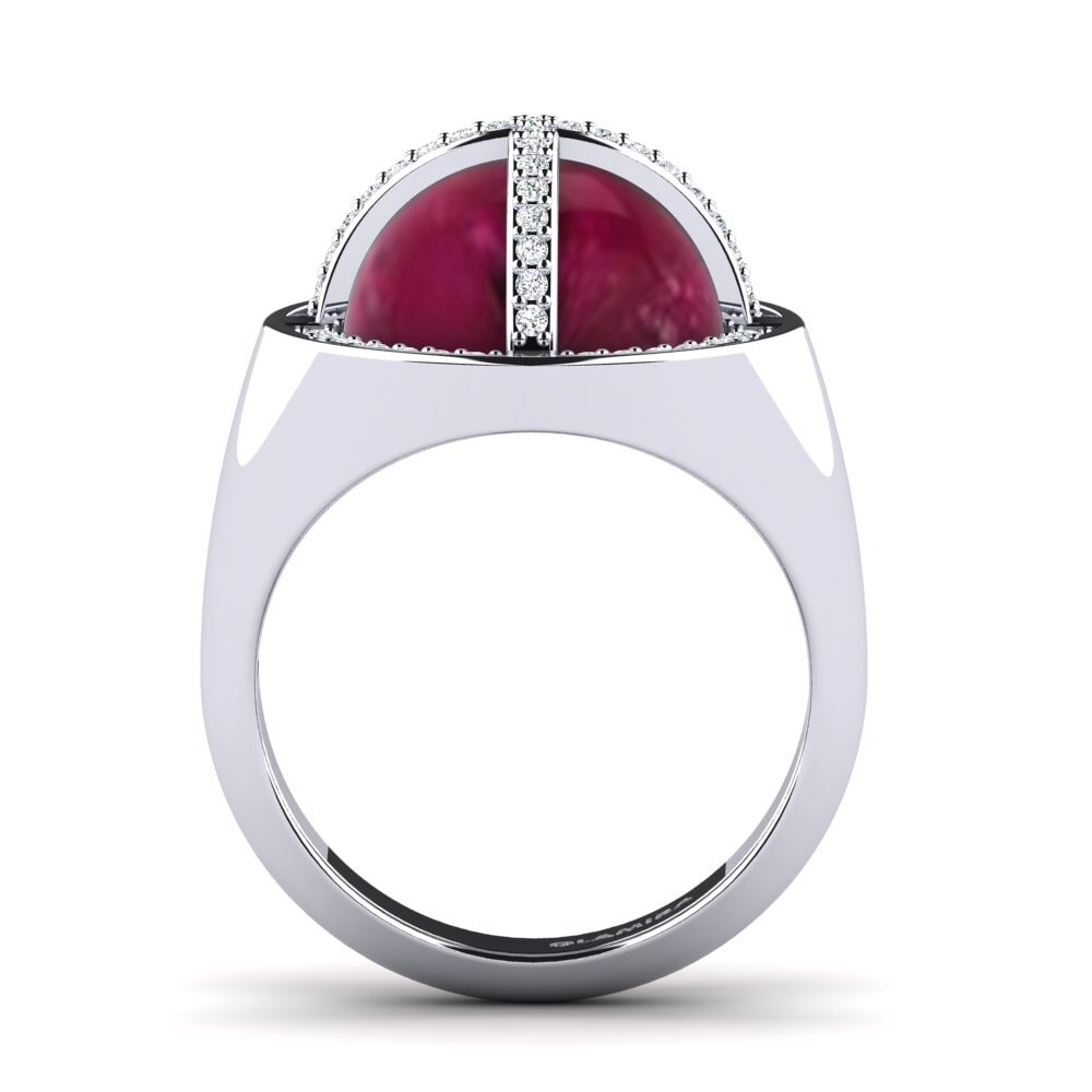 950 Platinum Cabochon Ruby Ring Asceline
