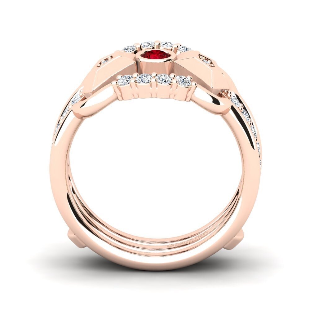 Circonita Roja Anillo Asci SET