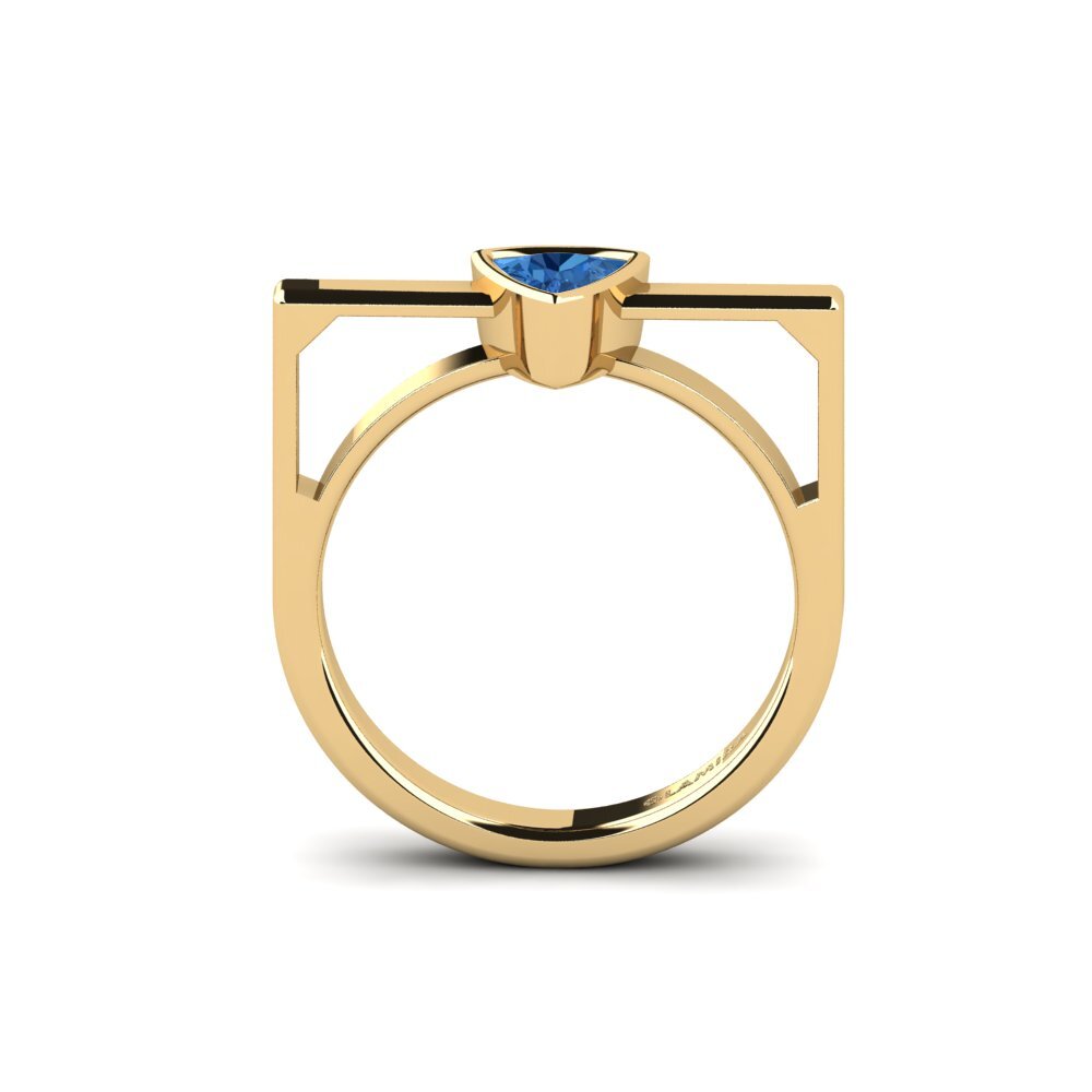 Trillion Dark Blue Zirconia Engagement Ring Askel