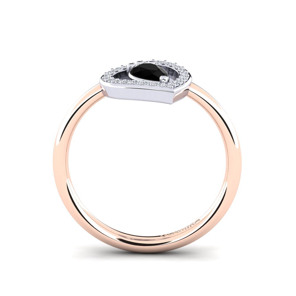 14ct Rose & White Gold Black Onyx Ring Astrid