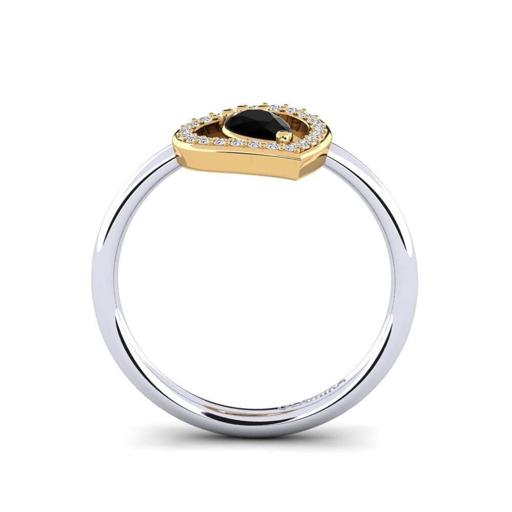 14ct White & Yellow Gold Black Onyx Ring Astrid