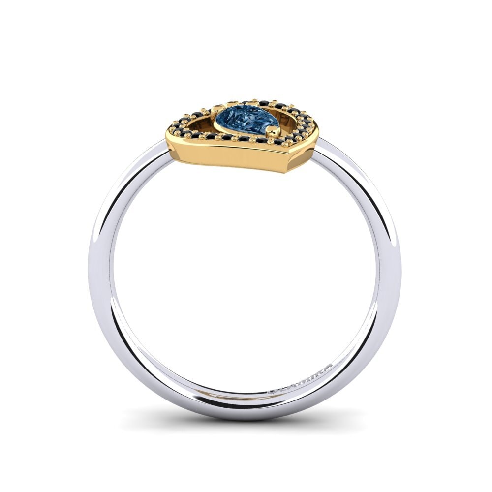 18ct White & Yellow Gold Blue Diamond Ring Astrid