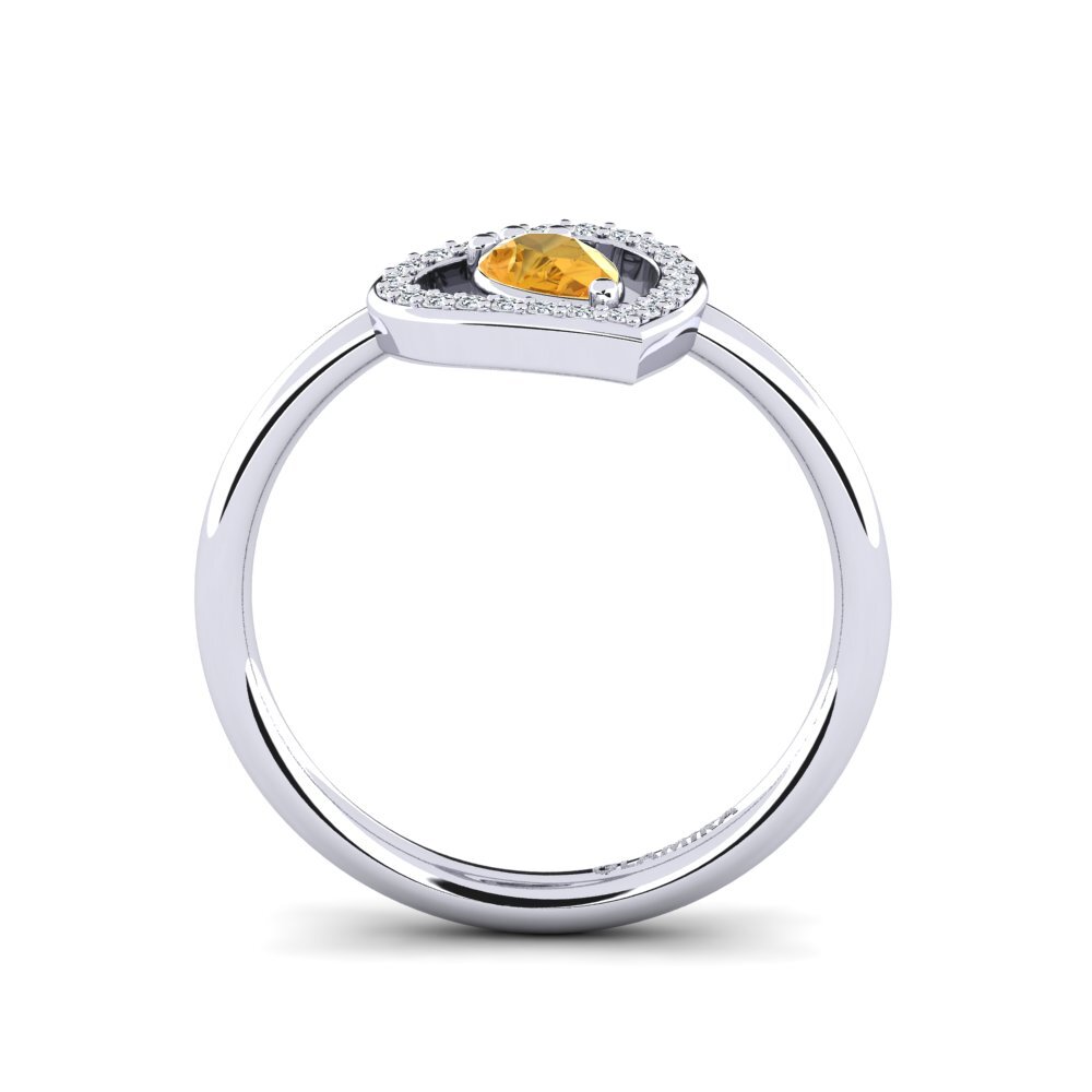 White Silver Citrine Ring Astrid
