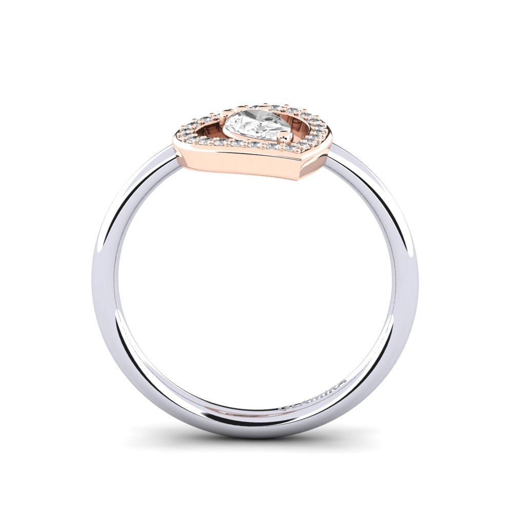 18ct White & Rose Gold White sapphire Ring Astrid