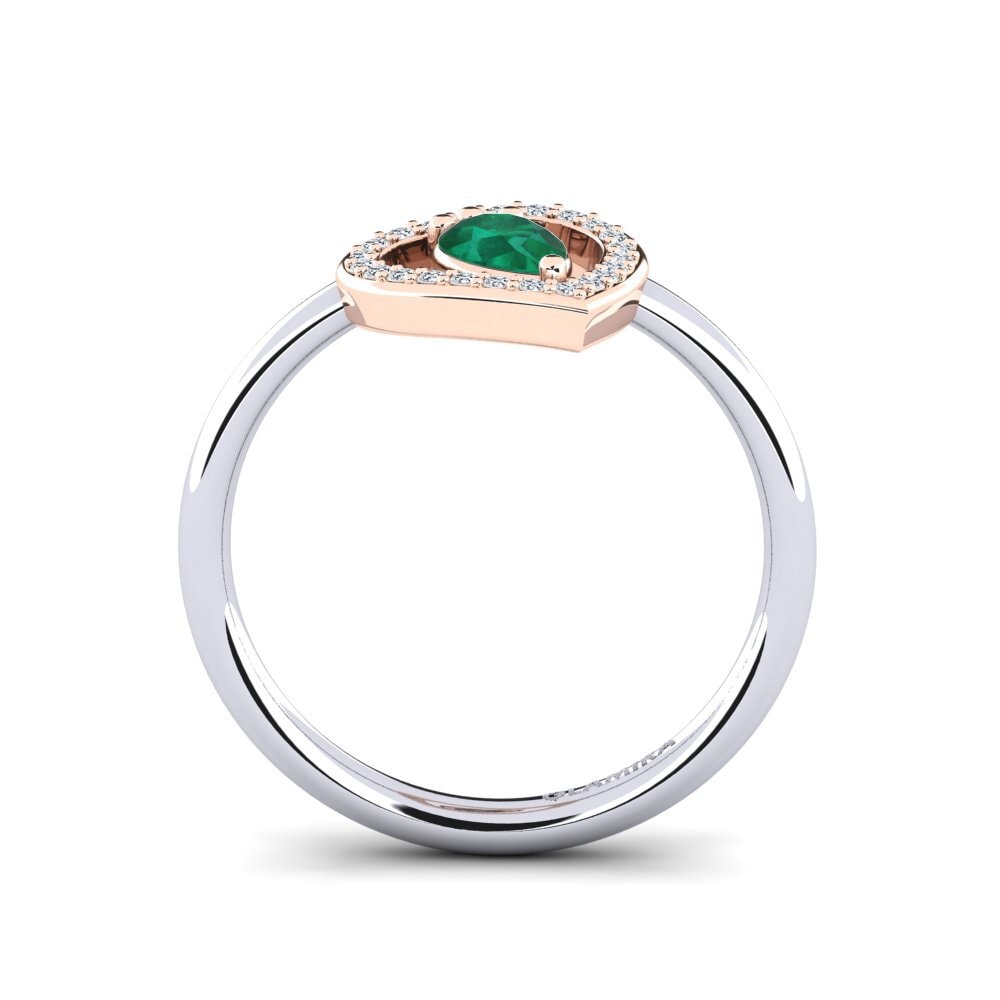 14ct White & Rose Gold Emerald Ring Astrid