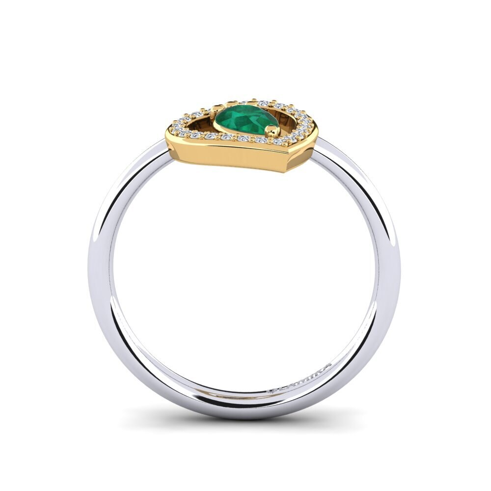 14ct White & Yellow Gold Emerald Ring Astrid