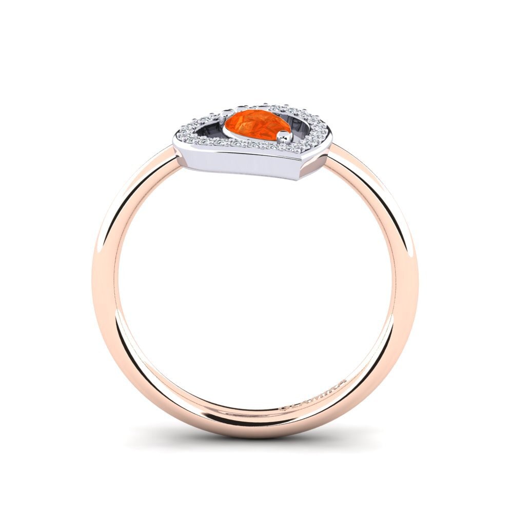 18ct Rose & White Gold Fire Opal Ring Astrid