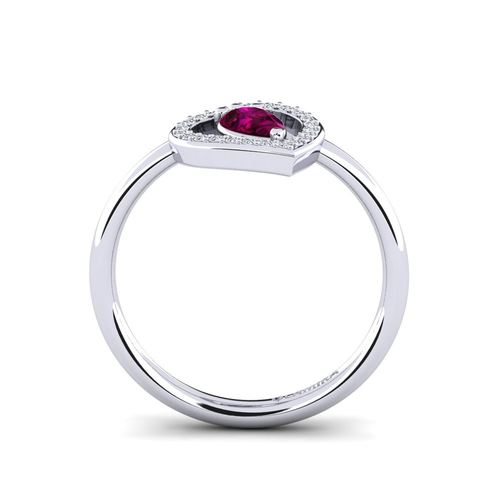 White Silver Rhodolite Garnet Ring Astrid