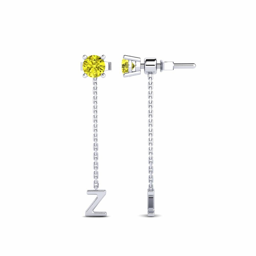 Boucle d'oreille femme Aundrea Z Diamant Jaune