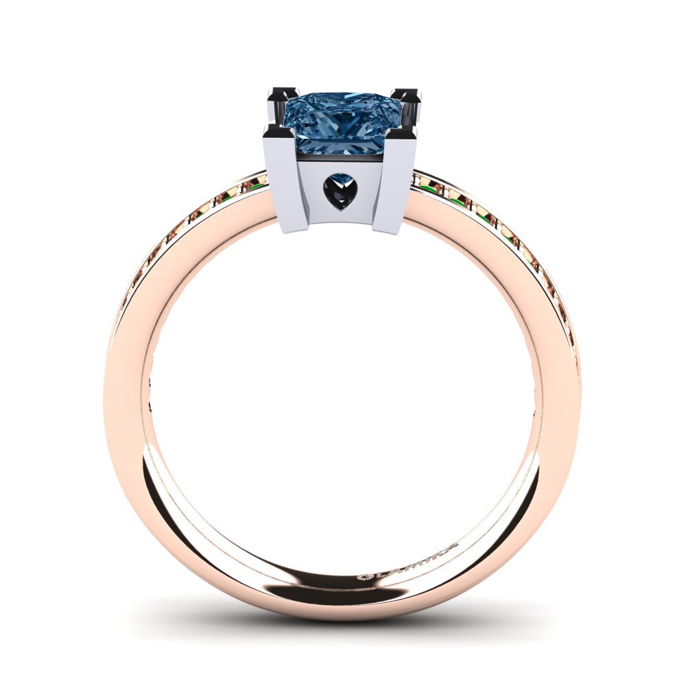 14ct Rose / White Gold Blue Diamond Engagement Ring Aversa