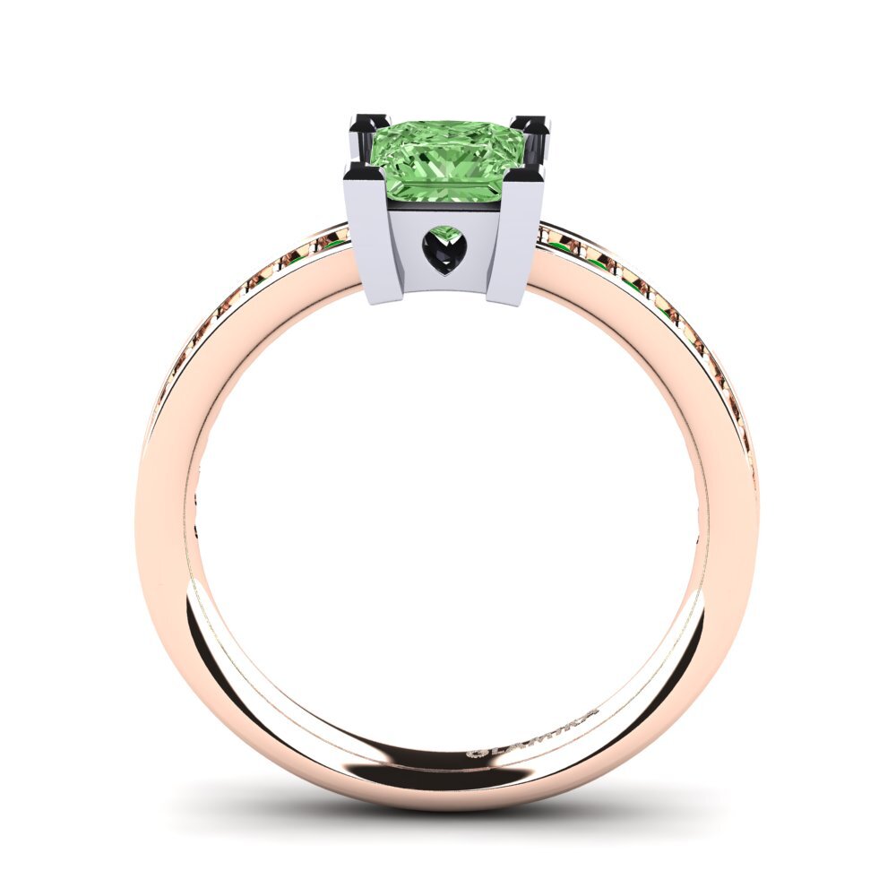 14ct Rose / White Gold Green Diamond Engagement Ring Aversa