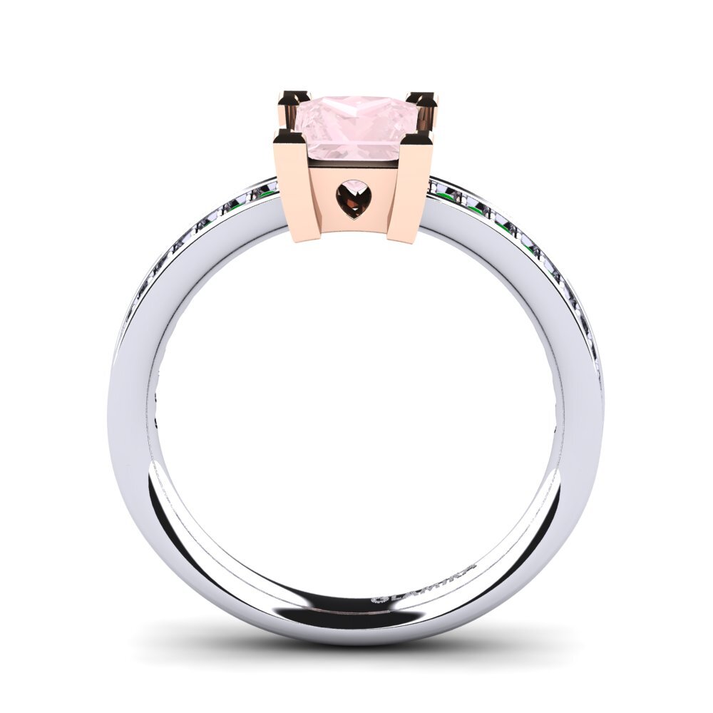 14ct White / Rose Gold Rose Quartz Engagement Ring Aversa