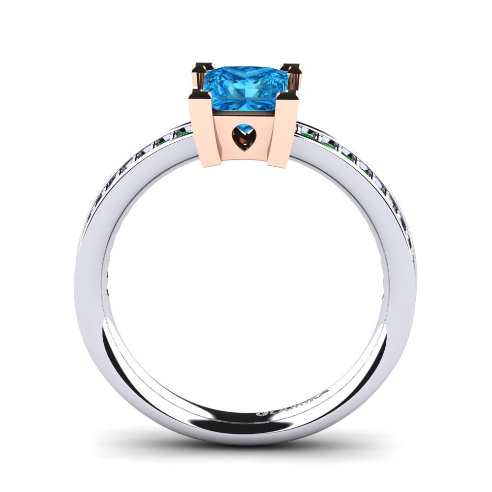 14ct White / Rose Gold Blue Topaz Engagement Ring Aversa
