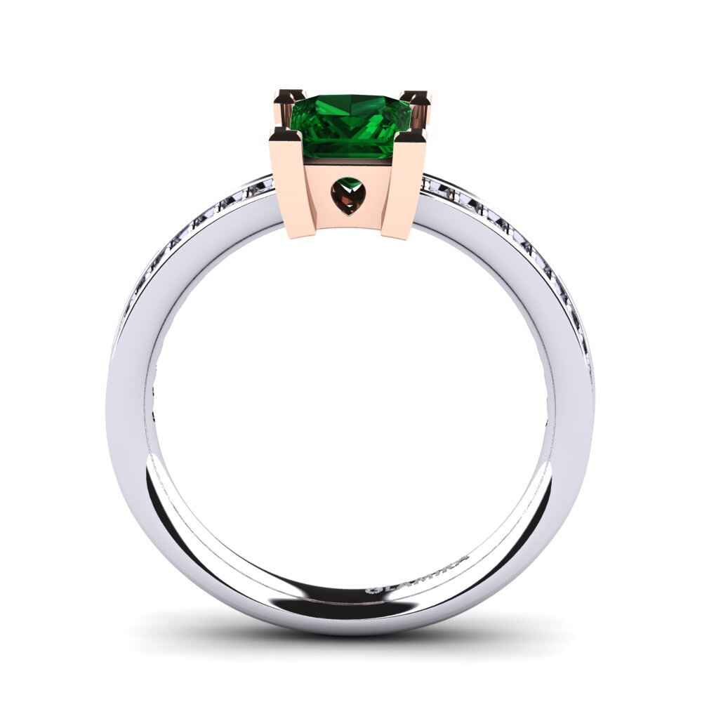 14ct White & Rose Gold Tsavorite Engagement Ring Aversa