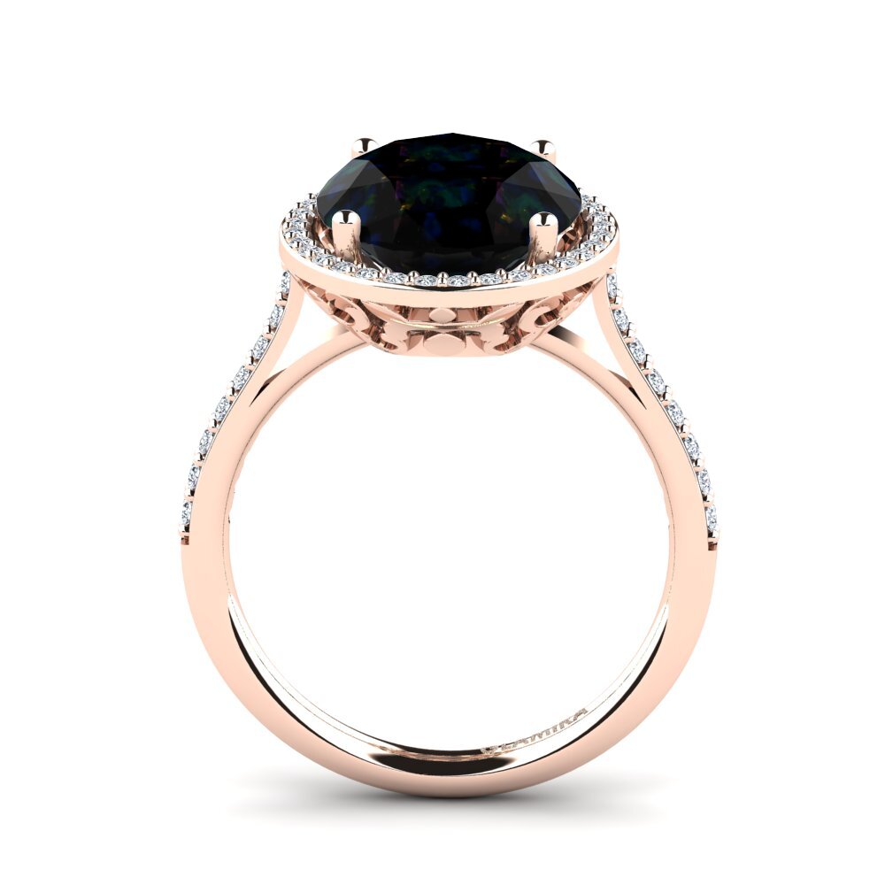 14ct Rose Gold Black Opal Ring Azaria